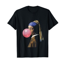 Johannes Vermeer's Girl Pearl Earring & Bubble Gum Pop Art T-Shirt