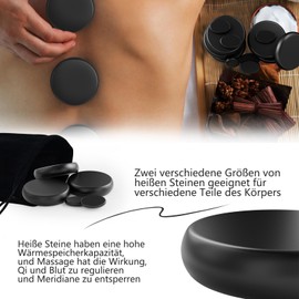 Hot Stone Massage Set, 12 Pieces Massage Stones, Hot Massage Stones Made of Basalt, for Traditional Hot Stone Massage, Massage Therapy, Relaxation, Gift, Spa Treatment