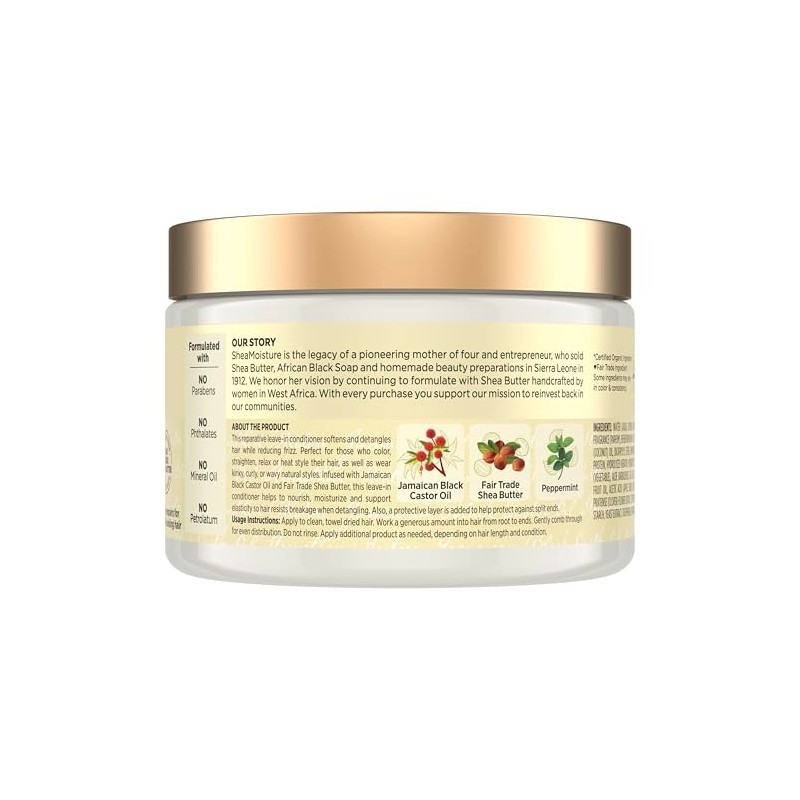 SHEA MOISTURE Jamaican Black Castor Oil Leave-In Acondicionador 312G/11Oz, No