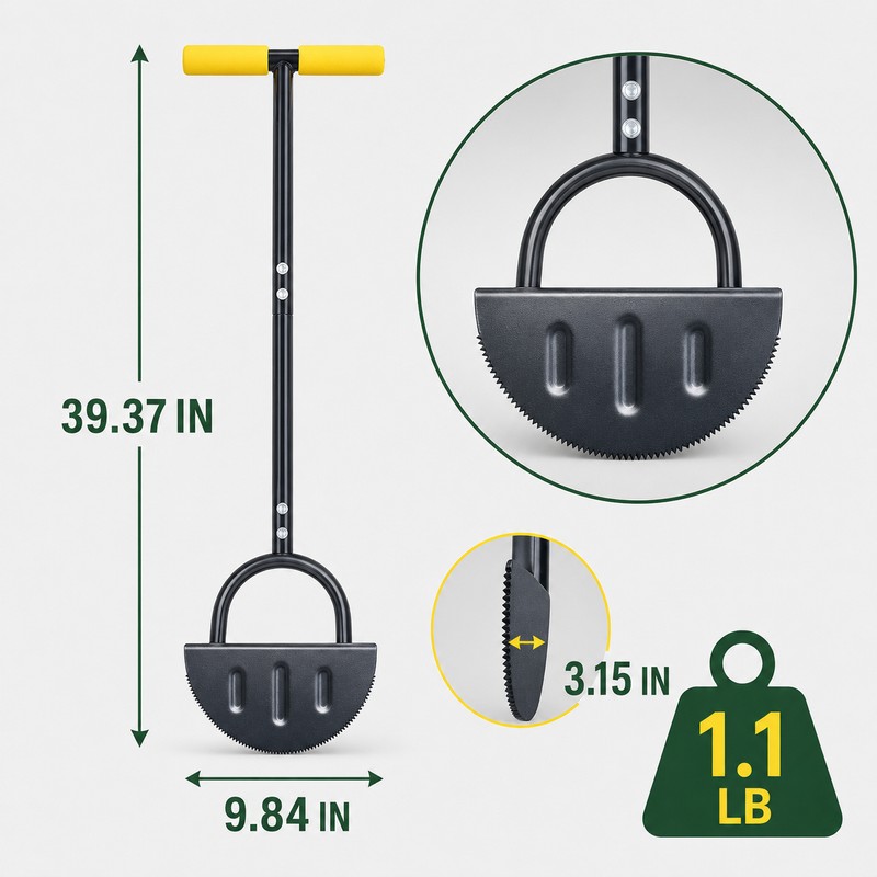 Half Moon Garden Edger Tool for Lawn Borders - Manual