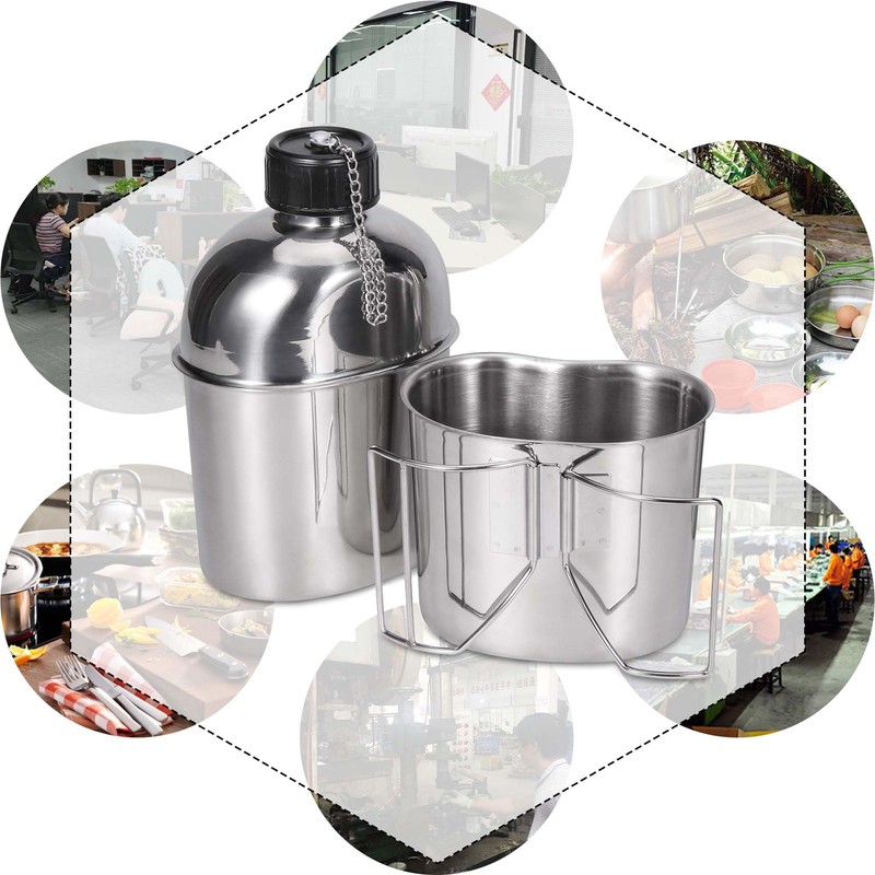 Goetland Stainless Steel WWII US Army Canteen Water Bottle Military