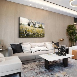 FUHAIHUA Canvas Wall Art For Bedroom Large Farmhouse Wall Decor For Living Room Office Decorations Farm Scenery Painting Countryside Wall Pictures Modern Artwork Ready To Hang Home Decor 24x48 In