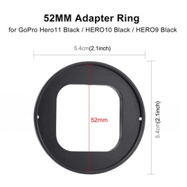 PULUZ Anillo adaptador de filtro de lente UV de 52 mm para GoPro HERO11 Black / Hero11 Black Mini / HERO10 Black / HERO9 Black Camera Lens Adapter Ring Camera Filter Accessories