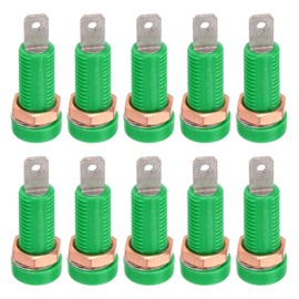 MECCANIXITY 10 Pcs Banana Jack, 24A 8 x 4mm Insert Mounting/Brass Soldering Banana Female Panel Socket Jack, 4mm Binding Post Adapter for Banana Plug Connectors, Green