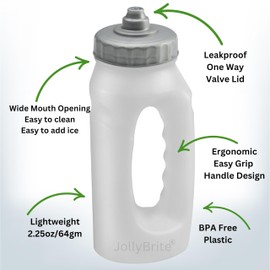 Handheld Running Water Bottle 17.6oz Leakproof One Way Valvel Lid, Jogger Bottles for Runners, Lightweight Easy-Grip Water Bottle for Running and Fitness. 2 Pack Silver and Black Lids