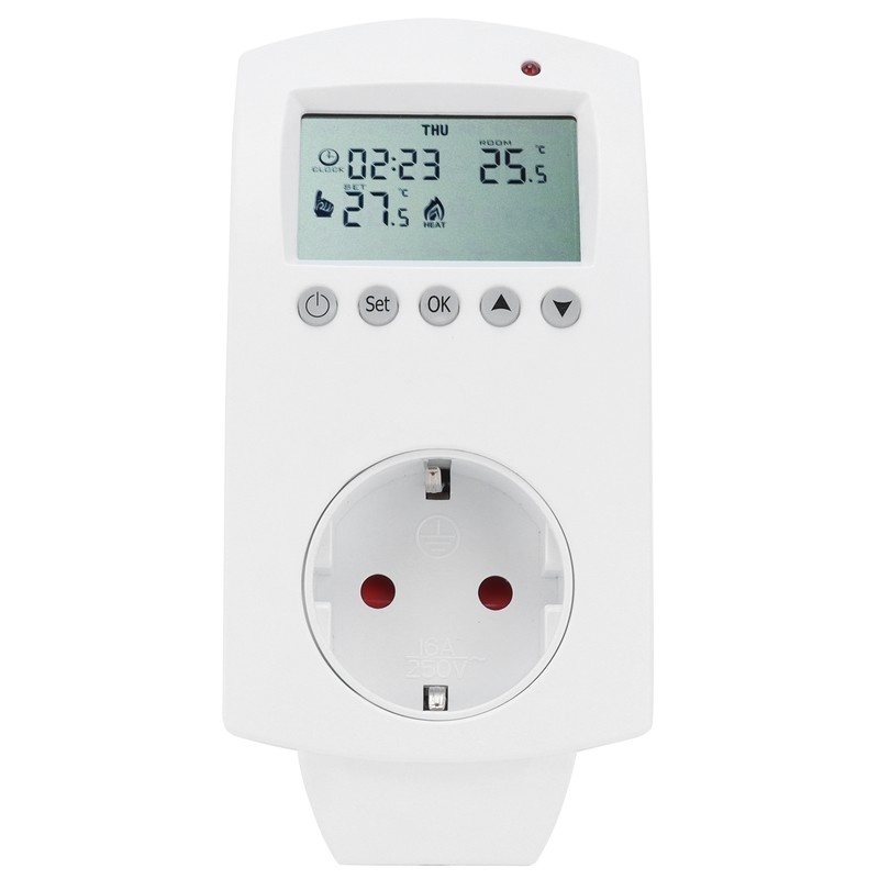 Plug‑in Thermostat LCD Programmable Heating Temperature Controller 16A