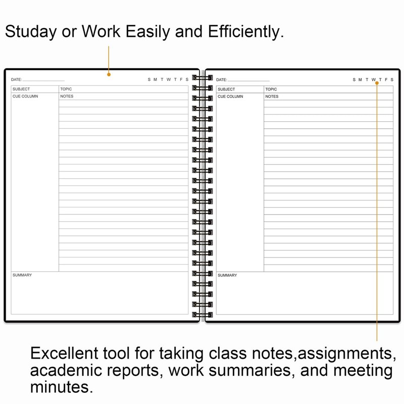Yaridar A4 Cornell Notes Notebook - Spiral Cornell Notebooks for