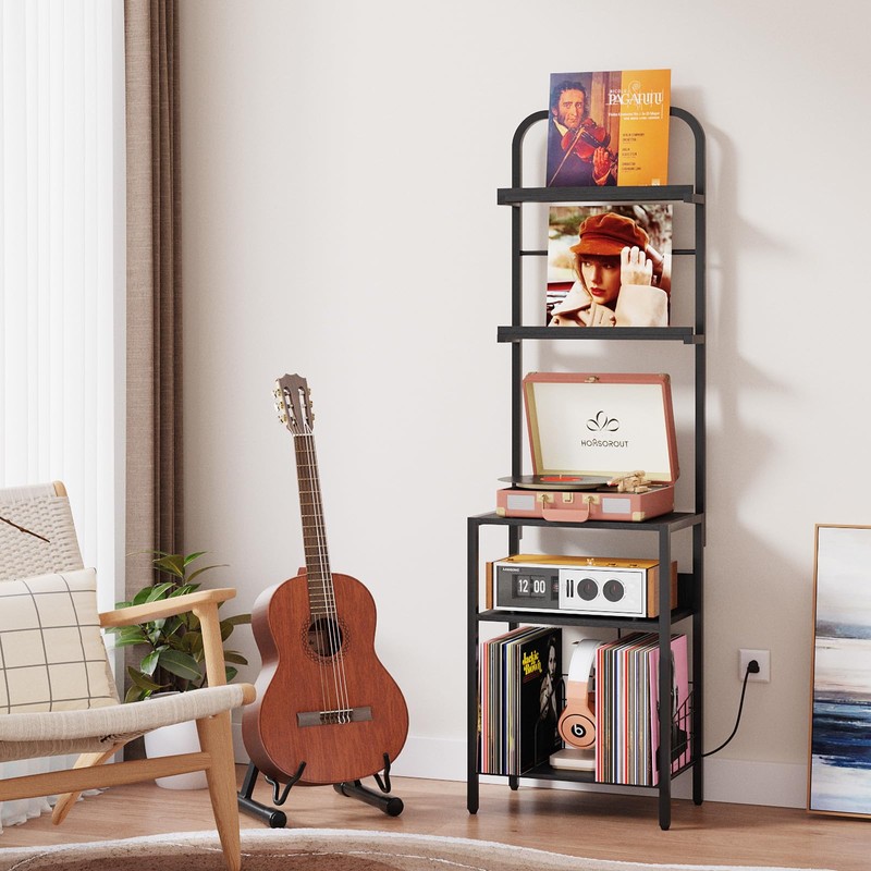 Homsorout Record Player Stand with Vinyl Storage - 5-Tier Turntable