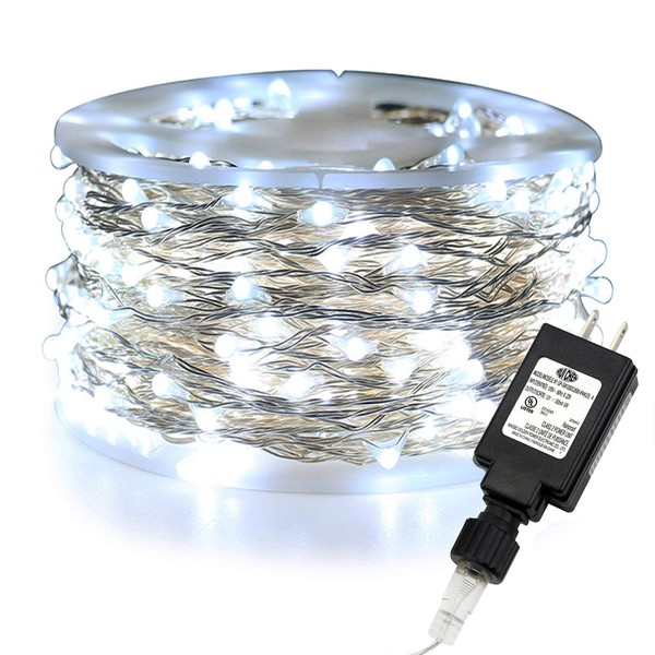 RUICHEN Silver Wire String Lights Plug in Super Long 165