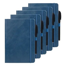 5pcs Libreta A5 Pasta Dura Escolar Oficina  5 Bolígrafos                                                                                              