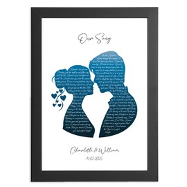 Our Song Lyrics Print Romantic Gifts For Him & Gifts For Her, First Dance Wedding, Anniversary, Birthday or Valentine's Day Gift Framed or Unframed, 1st wedding anniversary, 2nd wedding anniversary