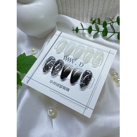 Lace bloom, white black lace nails, what are we doing with our nails - mini soft square / 레이스 블룸, 화이트 블랙 레이스네일 우리네일뭐해 - 미니 소프트 스퀘어