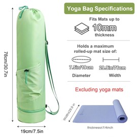 Vueinrg Yoga Bag with Wet Compartment and Bottle Bag, Sports Bag, Women's Adjustable Shoulder Strap, Yoga Mat Bag, Gym Yoga Bag + 1 Pair of Yoga Socks, for Gym, Class, Beach, Travel