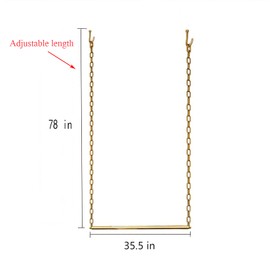 WFDERAN 2 Pcs Height Adjustable Metal Chain Clothing Hanging Racks,Creative Commercial Wedding Dress Display Shelf,Retail Store Garment Rack,Ceiling Mount Clothes Storage Rod (Gold, 35.5" L)