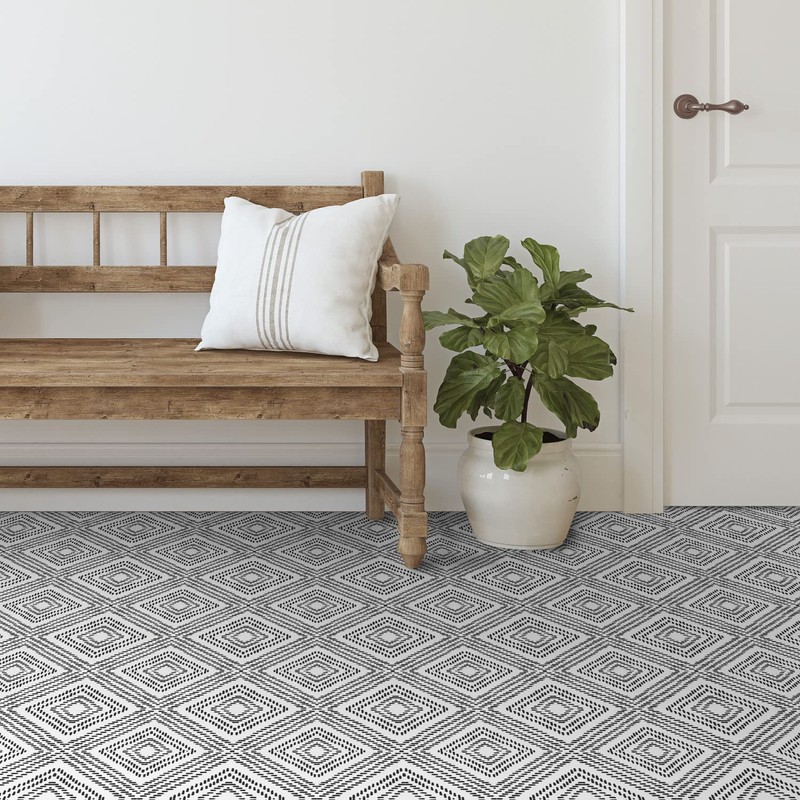 RoomMates FT4602BX Santorini Black and White Peel and Stick Floor