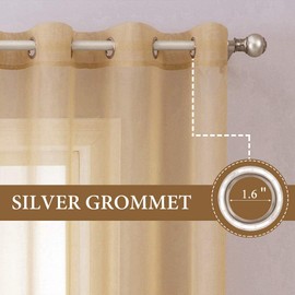 MIULEE Solid Color Sheer Curtains 84 Inches Long 2 Panels Set - Elegant Lightweight Grommet Light Filtering Window Voile Panels/Drapes/Treatment for Bedroom Living Room W42 x L84 Inch, Taupe Brown