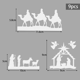 3 Sheets Christmas Nativity Scene Waterproof Stickers Christmas Stickers for Glass Christmas Sticker Decal Christmas Glass Decorations Xmas Decorations (White)