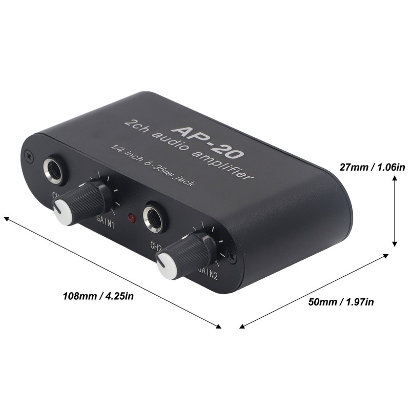 2CH Sound Amp Preamplifier Balanced Input 1/4in 6.5mm Gain Independent