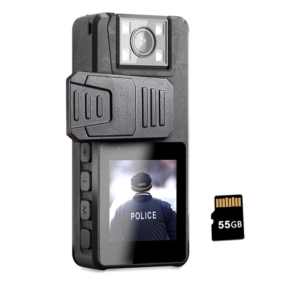 Hoestr Body Camera with 3000mAh Large Battery, 55GB Body Cam