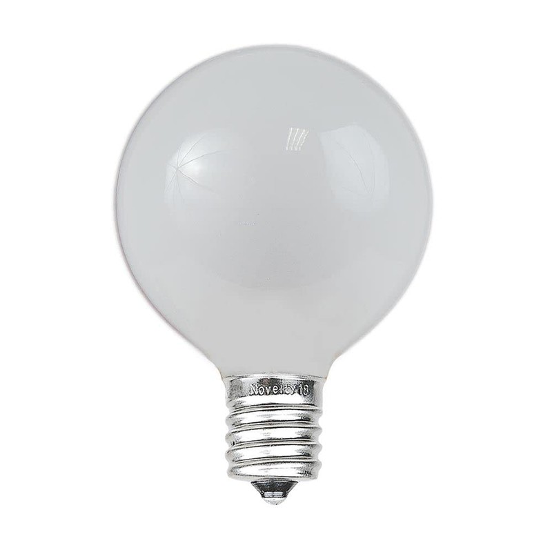 Novelty Lights 25 Pack G40 Frosted White Outdoor Globe Bulbs,