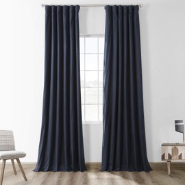 HPD Half Price Drapes Cotton True Blackout Curtains 108 inches long (1 Panel), PRCT-BO08B-108, Dark Blue