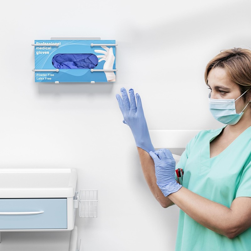 Glove Box Holder, Adhesive Wall-Mounted Metal Dispenser, Tool-Free Organizer for