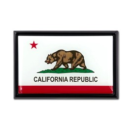 Elektroplate Premium California Republic CA State Flag with Bear All Metal Black Frame Chrome Emblem for Cars, Trucks, and All Auto | Universal Fit at 2.5" x 3.8" | Weatherproof
