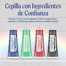 Dr. Bronner's | Pasta dental natural de aceite de coco y bicarbonato, sin flúor, sin azúcar, blanquea y elimina placa, frescura herbal prolongada y limpieza profunda, sabor Hierbabuena (2 pack)