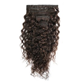 Curly Clip in Hair Extensions Real Human Hair Natural Brown Kinky Curly Clip Ins #2 Dark Brown Curly Hair Extensions 80g 7pcs/set (18 Inch)