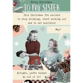 Sister Christmas Card, Funny Christmas Card Sister, Funny Sister Christmas Card, Stop Drinking This Christmas Card, Silver Foiled