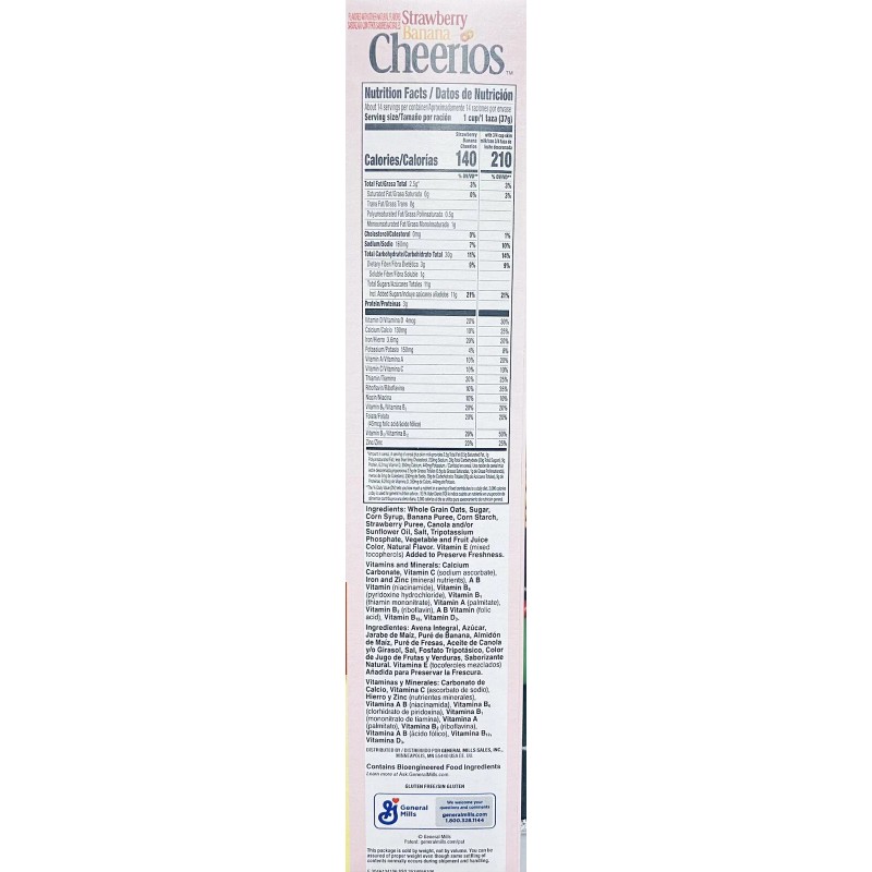 General Mills CHEERIOS FAMILY SIZE STRAWBERRY BANANA Whole Grain Oats