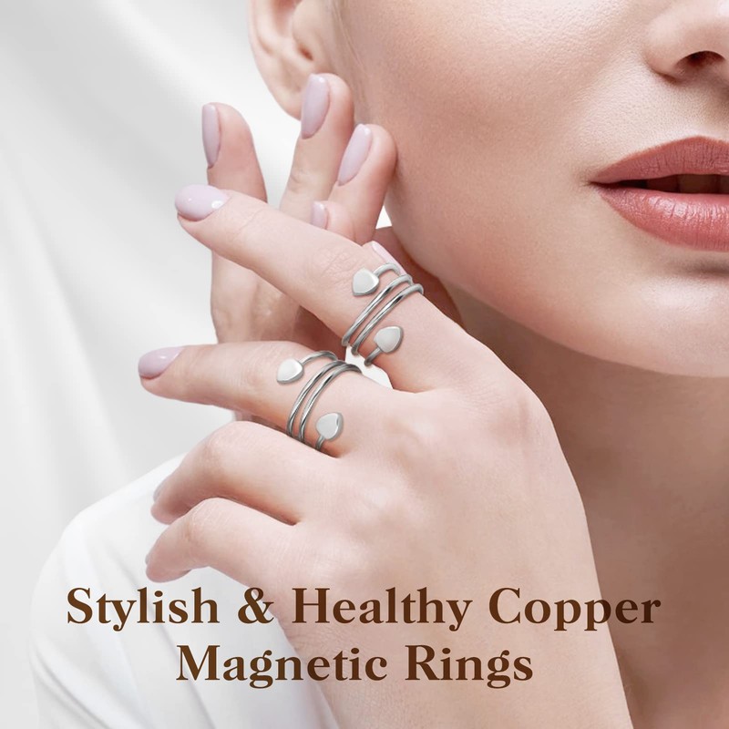 Mahnco Lymphatic Drainage Ring for Women, Magnetic Ring Adjustable Copper