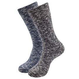 Calcetines para hombre, estilo informal, paquete de 3, gruesos, cálidos, cómodos, de algodón, para uso al aire última intervensión, Mix Set 2 Pack, Sock Size 10-13 US Shoe Size 8-12
