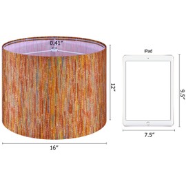 GO&S0 16 Inches Large Colorful Lamp Shades for Floor Lamps and Table Lamps-16"x16"x12" (Spider) Set of 2 Bohemia Style Replacement Lampshade Drum,Striped Natural Fabric Lamp Shade -Easy Assembly