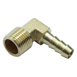 HongBoW Hardware 2 Pcs Brass Hose Barb Fitting 90 Degree Elbow Adapter 5/16" Barb x 3/8 NPT Male Pipe Water/Fuel/Air