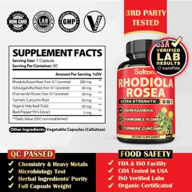 SATOOMI Rhodiola Rosea Capsules - Restful Stress, Brain & Energy Production Support - 60 Vegan Capsules for 2-Month Supply