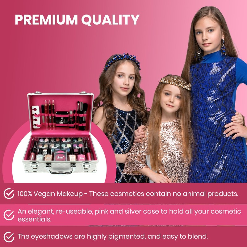 LOVE URBAN BEAUTY Dazzling Makeup Case – 60-Piece Vegan Makeup