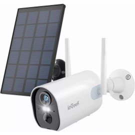 ieGeek Wireless 2K Solar Powered Outdoor Security Cameras with Spotlight & Siren - Just Solar Panel