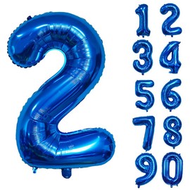 32 Inch Number Balloons Giant Number Aluminium Foil Helium Balloons for Birthday Party Celebration Decoration New Year Baby Shower Anniversary (Blue, 2)