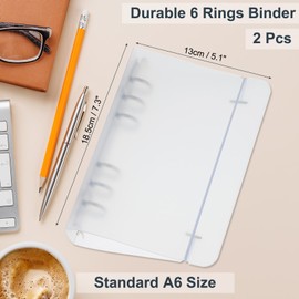 PATIKIL A6 Binder Cover 2PCS PP 6 Ring Round Ring Binder Cover Metal Lock Loose Leaf Binder Protector for Refillable Notebook Conference Folder White