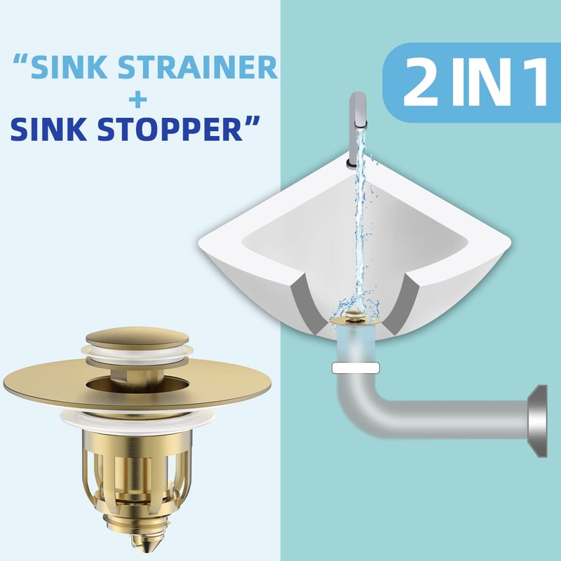 MUAIOLAUS Universal Bathroom Sink Stopper, Pop Up Sink Stopper with