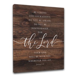 Christian Canvas Wall Art Framed - Joshua 1:9 Bible Verse Print - Encouraging Scripture Wall Decor for Home or Gift
