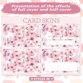 Peacoblue Bank Card Sticker Credit Debit Card Custom Skin Cover Protector Cherry Blossoms, 4 Styles Waterproof Scratch-Proof and Attractive Decal for Most Popular EBT Transportation Key Card
