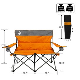 Northroad Outdoor Camping Chair Set of 3,Folding Padded Camp Chair w/1 Sofa,2 Single Chairs,Collapsible Conversation Set for Family Patio, Beach(Orange)