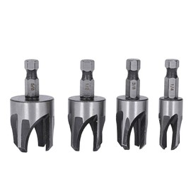 4PCS Tapered Plug Cutter Set 1/4in Hex Shank Claw Type Imperial Taper Cutting Tool Silver