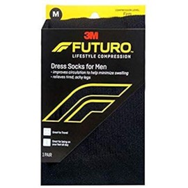 Futuro Restoring Dress Socks for Men Over the Calf Medium Black Firm - Pair, Pack of 2