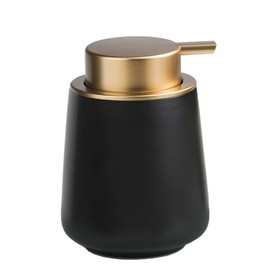 Matte Ceramic Soap Dispenser Black with Easy Press Pump, 13oz Hand Dish Liquid Lotion Soap Dispenser with Plastic Pump Gold for Kitchen Bathroom Countertop (Black)