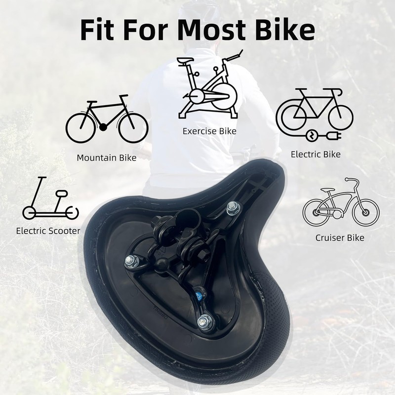 EIRONA Oversized Bike Seat - Comfortable Universal Bicycle Saddle -