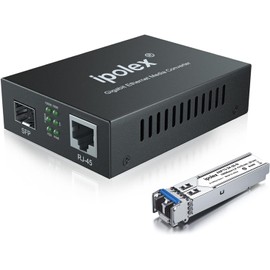 1.25G Gigabit Optical Media Converter Singlemode Dual Core LC Fiber (including LX SFP Module), Up to 20km, 10/100/1000Base-Tx to 1000Base-LX