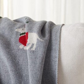 SAFAVIEH Home Collection Sleighbells Dog Grey/Red 50 x 60-inch Cotton Sofa Chaise Lounge Club Chair Living Room Bedroom Decorative Throw Blanket